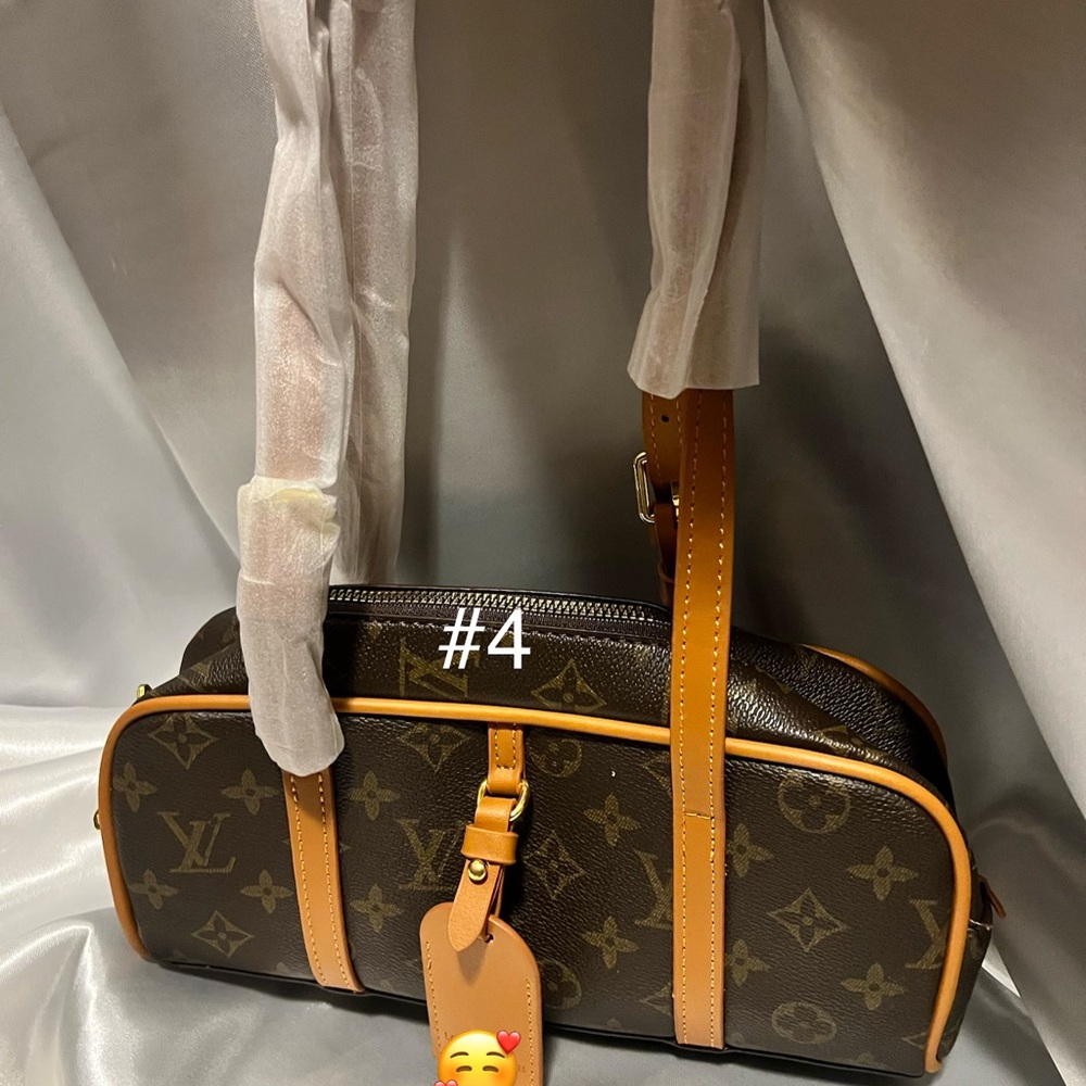 Brown Monogram Handbag with Tan Straps